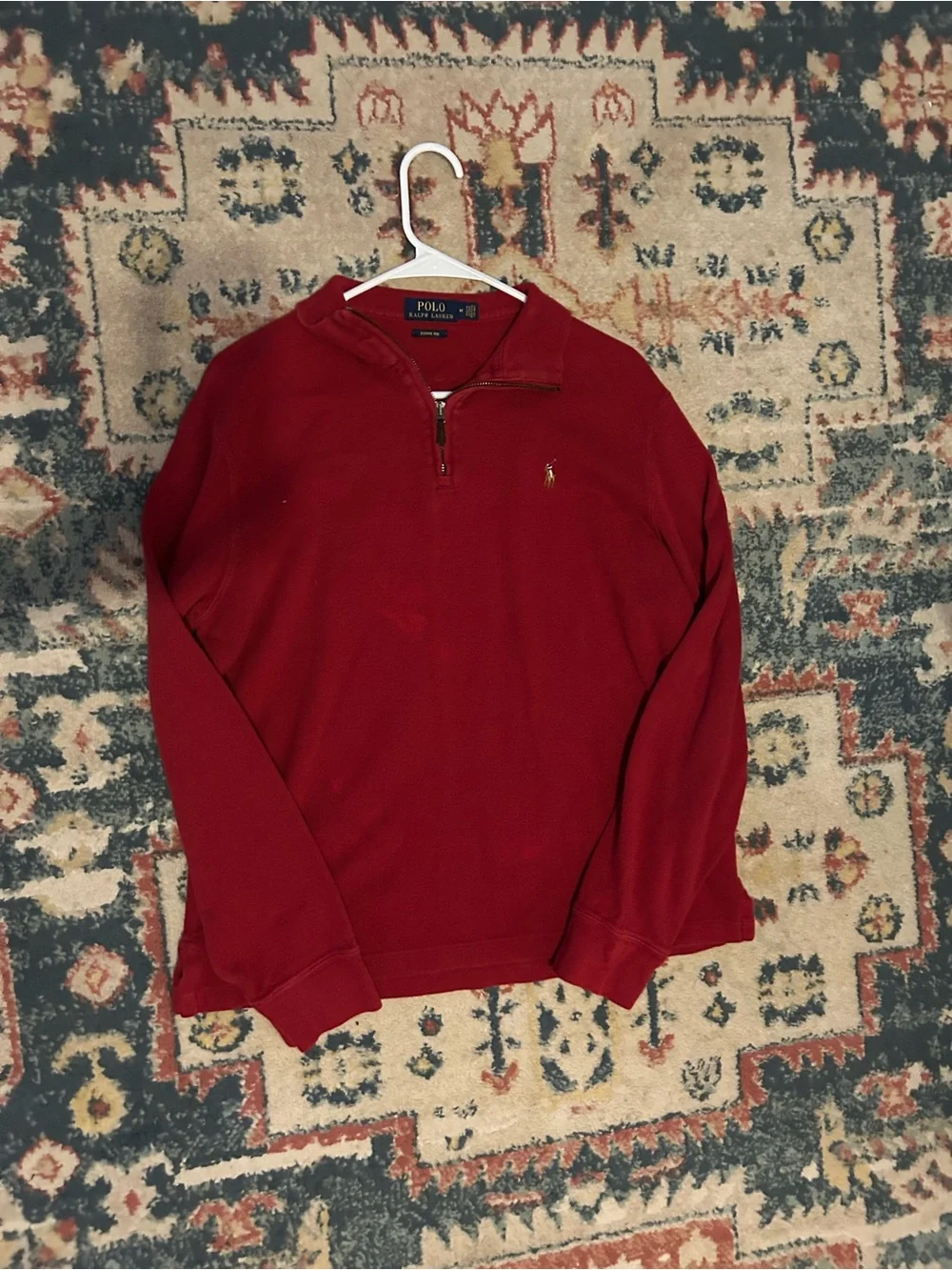 Vintage Polo by Ralph Lauren Red Half-Zip Cotton Pullover